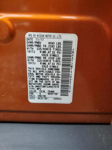 JN8AT2MT3JW457576 - 2018 NISSAN ROGUE S Orange photo 14