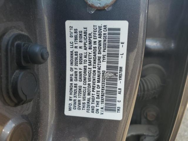 19XFB2F8XCE037260 - 2012 HONDA CIVIC EX GRAY photo 13