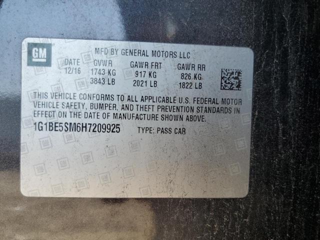 1G1BE5SM6H7209925 - 2017 CHEVROLET CRUZE LT GRAY photo 12