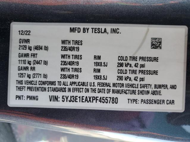 5YJ3E1EAXPF455780 - 2023 TESLA MODEL 3 Grau Foto 12