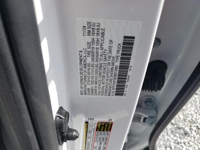 5FPYK3F50SB013683 - 2025 HONDA RIDGELINE RTL WHITE photo 12