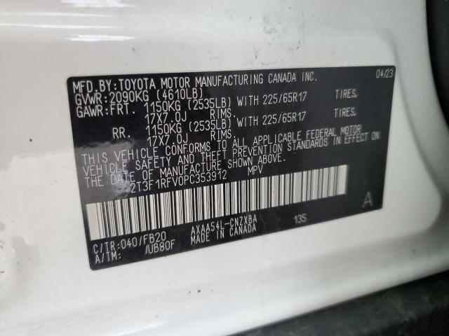 2T3F1RFV0PC353912 - 2023 TOYOTA RAV4 LE WHITE photo 14