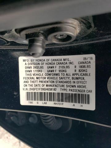 2HGFC1F3XGH658182 - 2016 HONDA CIVIC EX BLACK photo 12