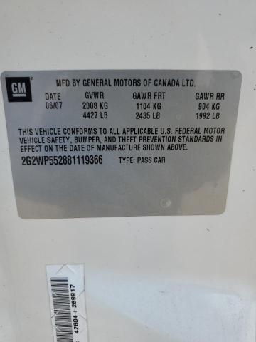 2G2WP552881119366 - 2008 PONTIAC GRAND PRIX 白色 照片 12