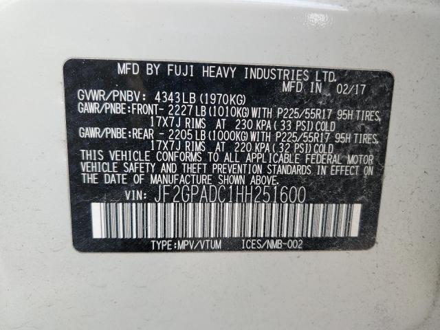 JF2GPADC1HH251600 - 2017 SUBARU CROSSTREK PREMIUM 白色 照片 13