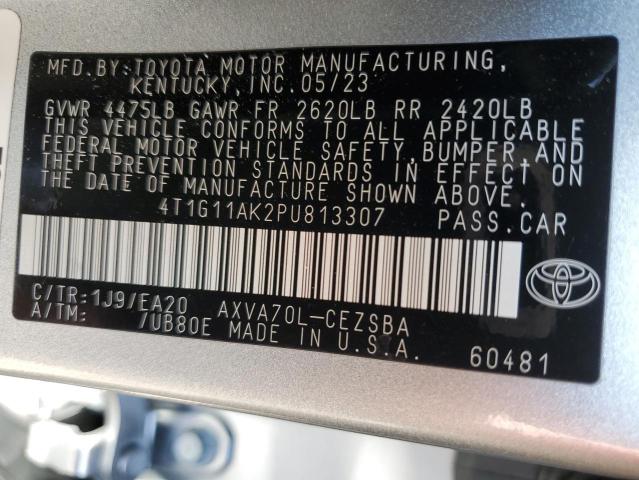 4T1G11AK2PU813307 - 2023 TOYOTA CAMRY SE NIGHT SHADE SILVER photo 12