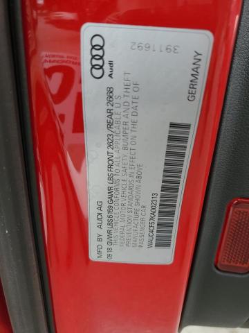 WAUC4CF57KA002313 - 2019 AUDI S5 PRESTIGE RED photo 12