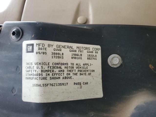 1G8AL55F76Z135917 - 2006 SATURN ION LEVEL 3 TAN photo 12