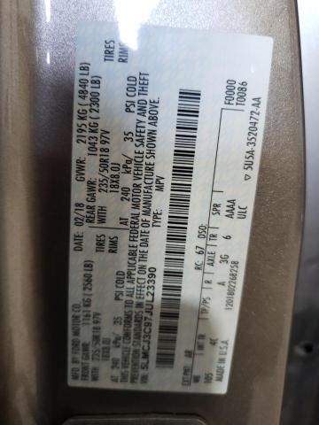 5LMCJ3C97JUL23390 - 2018 LINCOLN MKC RESERVE TAN photo 12