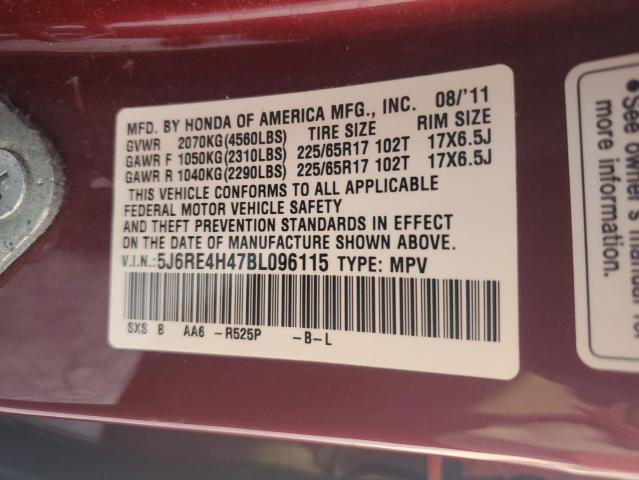 5J6RE4H47BL096115 - 2011 HONDA CR-V SE MAROON photo 14