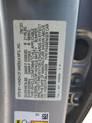 1HGCV1F34LA133026 - 2020 HONDA ACCORD SPORT 银色 照片 12