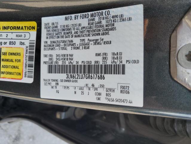 3LN6L2LU7GR617686 - 2016 LINCOLN MKZ HYBRID Сұр фото 12