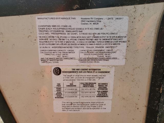 4YDF37921HA742182 - 2017 KEYSTONE MONTANA 米色 照片 10