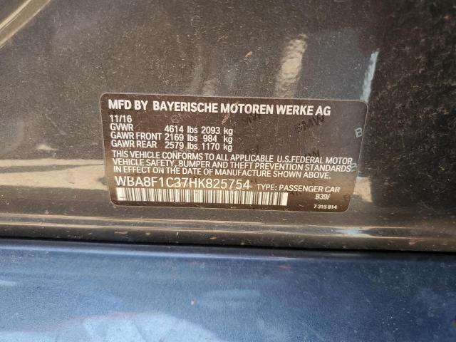 WBA8F1C37HK825754 - 2017 BMW 328 D XDRIVE GRAY photo 12