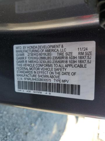 5FNRL6H63SB030575 - 2025 HONDA ODYSSEY EXL 灰色 照片 14
