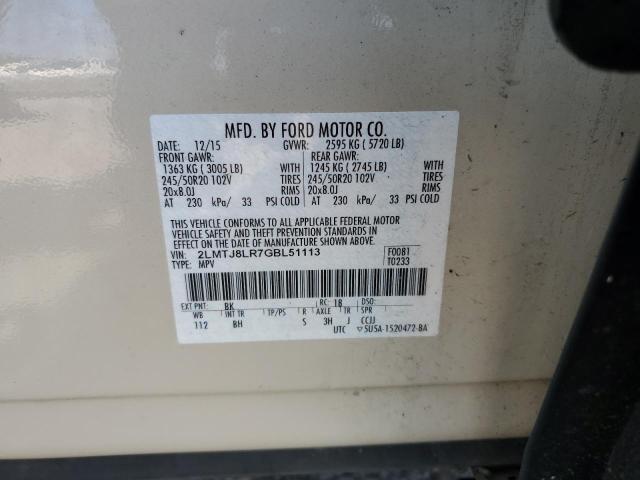 2LMTJ8LR7GBL51113 - 2016 LINCOLN MKX RESERVE Bej foto 14