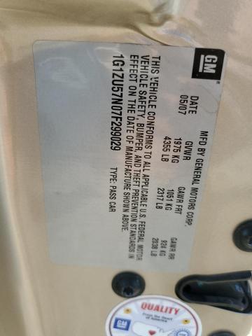 1G1ZU57N07F299029 - 2007 CHEVROLET MALIBU LTZ თაფლისფერი ფოტო 13