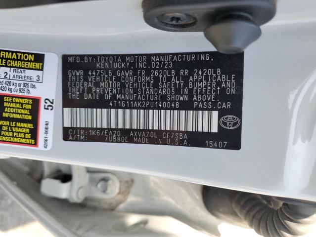 4T1G11AK2PU140048 - 2023 TOYOTA CAMRY SE NIGHT SHADE WHITE photo 12