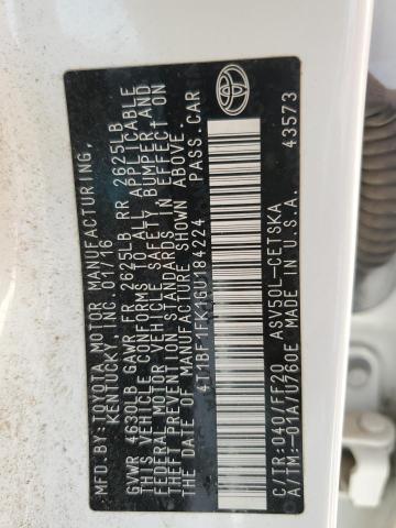 4T1BF1FK1GU184224 - 2016 TOYOTA CAMRY LE WHITE photo 12