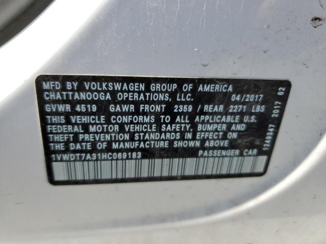 1VWDT7A31HC069183 - 2017 VOLKSWAGEN PASSAT R-LINE Ağ foto 13