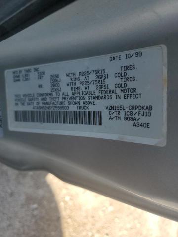 4TASN92N6YZ598900 - 2000 TOYOTA TACOMA XTRACAB PRERUNNER 银色 照片 12