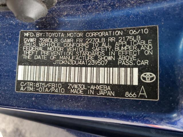 JTDKN3DU4A1239507 - 2010 TOYOTA PRIUS 蓝色 照片 12