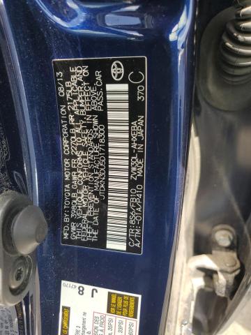 JTDKN3DU5D1718300 - 2013 TOYOTA PRIUS BLUE photo 12