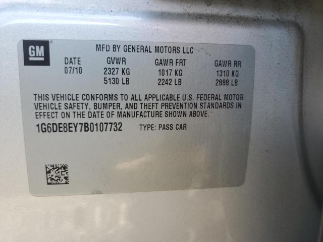 1G6DE8EY7B0107732 - 2011 CADILLAC CTS LUXURY COLLECTION Արծաթագույն լուսանկար 13