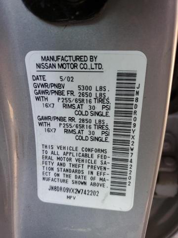 JN8DR09YX2W742202 - 2002 NISSAN PATHFINDER LE 银色 照片 13