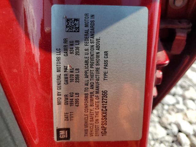 1G4PS5SKXC4127366 - 2012 BUICK VERANO RED photo 12