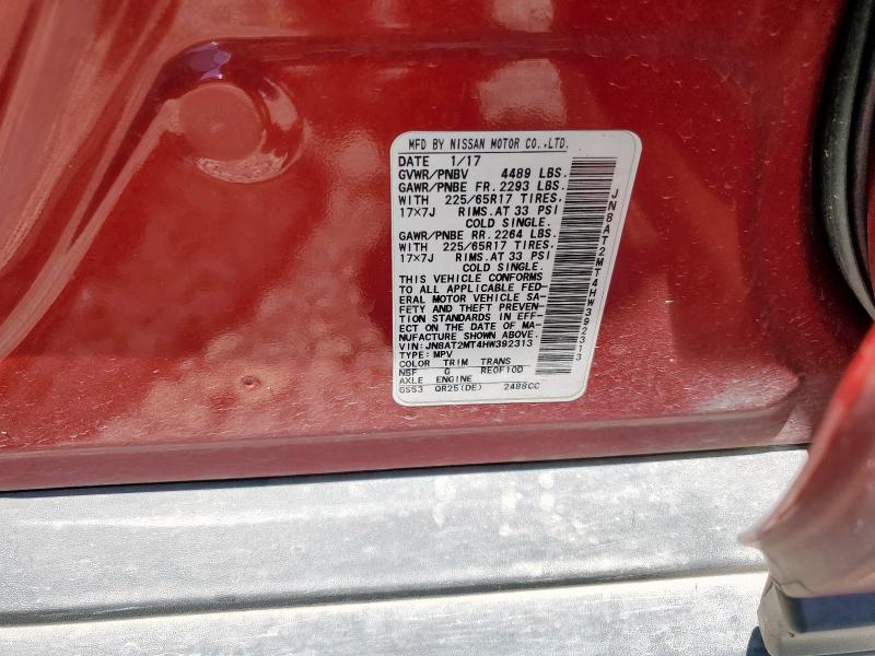 JN8AT2MT4HW392313 - 2017 NISSAN ROGUE S Qırmızı foto 13