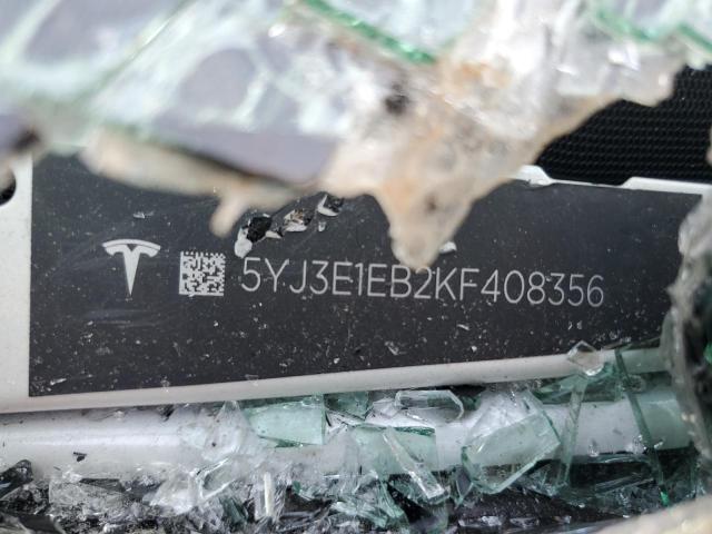 5YJ3E1EB2KF408356 - 2019 TESLA MODEL 3 WHITE photo 12