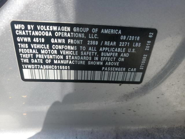 1VWDT7A35HC015501 - 2017 VOLKSWAGEN PASSAT R-LINE Gümüş foto 13