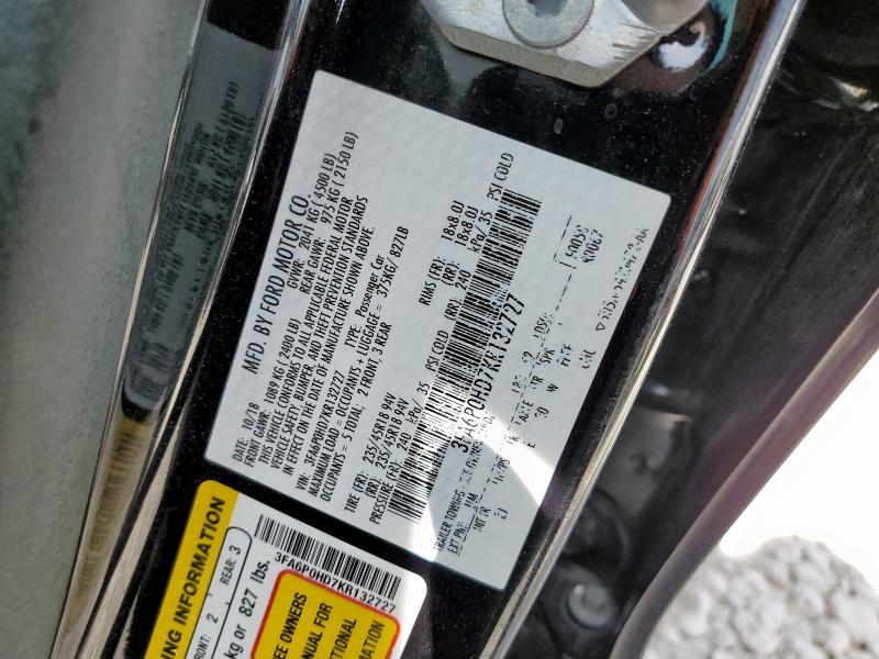 3FA6P0HD7KR132727 - 2019 FORD FUSION SE Qara foto 12