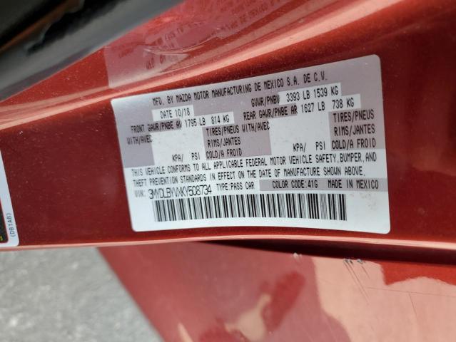 3MYDLBYVXKY508734 - 2019 TOYOTA YARIS L RED photo 12