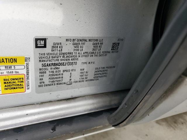 5GAKRBKD6EJ133570 - 2014 BUICK ENCLAVE SILVER photo 13