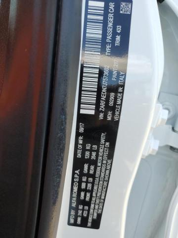 ZARFAEDN7J7573602 - 2018 ALFA ROMEO GIULIA Q4 WHITE photo 13