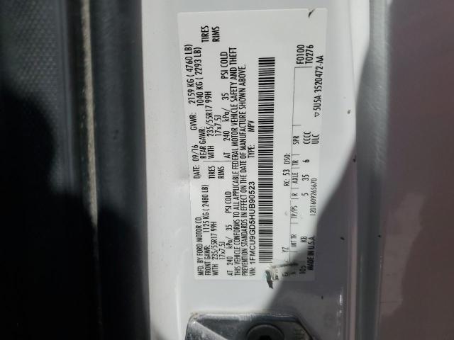 1FMCU9GD5HUB90523 - 2017 FORD ESCAPE SE WHITE photo 14