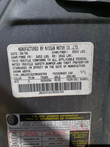 JNKAY01E07M305765 - 2007 INFINITI M35 BASE GRAY photo 13