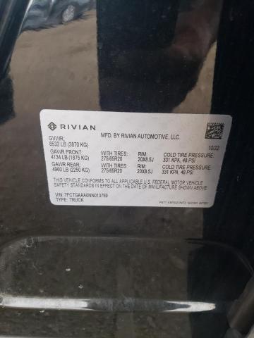 7FCTGAAA0NN013759 - 2022 RIVIAN R1T ADVENTURE BLACK photo 13