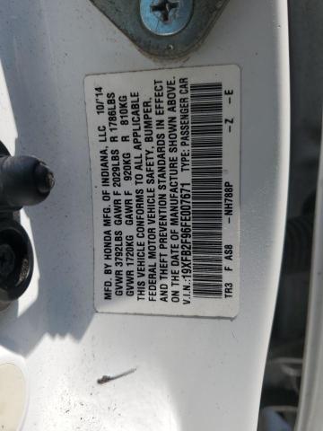 19XFB2F96FE007671 - 2015 HONDA CIVIC EXL WHITE photo 12