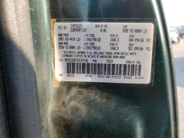 3B7KC2267XG107145 - 1999 DODGE RAM 2500 GREEN photo 12