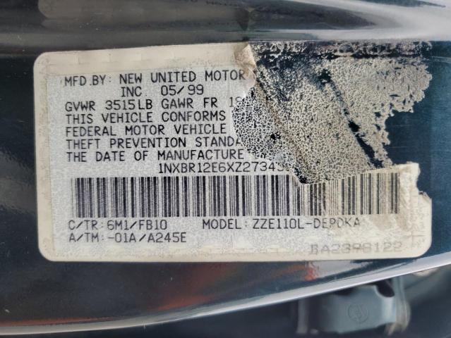 1NXBR12E6XZ273455 - 1999 TOYOTA COROLLA VE 绿色 照片 12