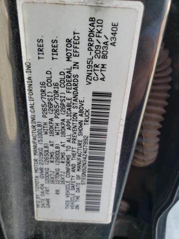 5TEGN92N34Z407992 - 2004 TOYOTA TACOMA DOUBLE CAB PRERUNNER BLACK photo 12