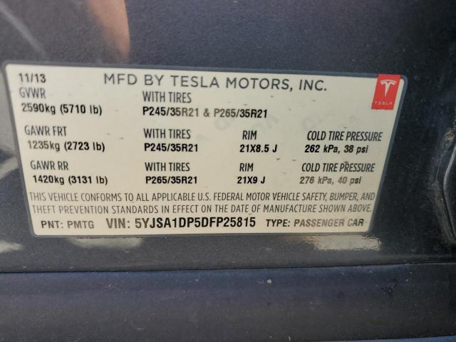 5YJSA1DP5DFP25815 - 2013 TESLA MODEL S Boz foto 13