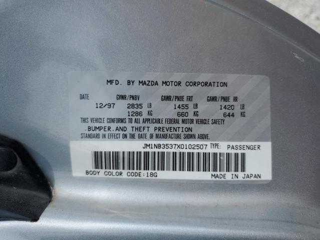 JM1NB3537X0102507 - 1999 MAZDA MX-5 MIATA SILVER photo 13