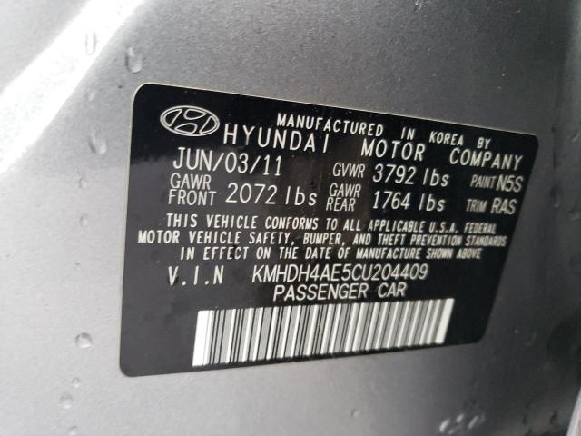 KMHDH4AE5CU204409 - 2012 HYUNDAI ELANTRA GLS GRAY photo 12