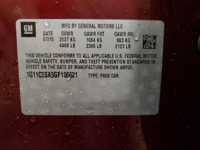 1G11C5SA3GF106621 - 2016 CHEVROLET MALIBU LIM LT 栗色 照片 12