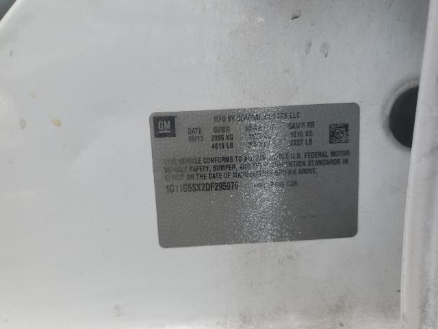 1G11G5SX2DF295976 - 2013 CHEVROLET MALIBU 3LT 白色 照片 12