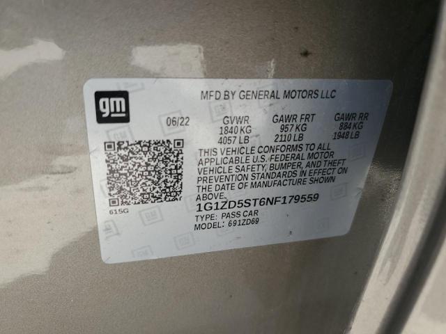 1G1ZD5ST6NF179559 - 2022 CHEVROLET MALIBU LT GOLD photo 12